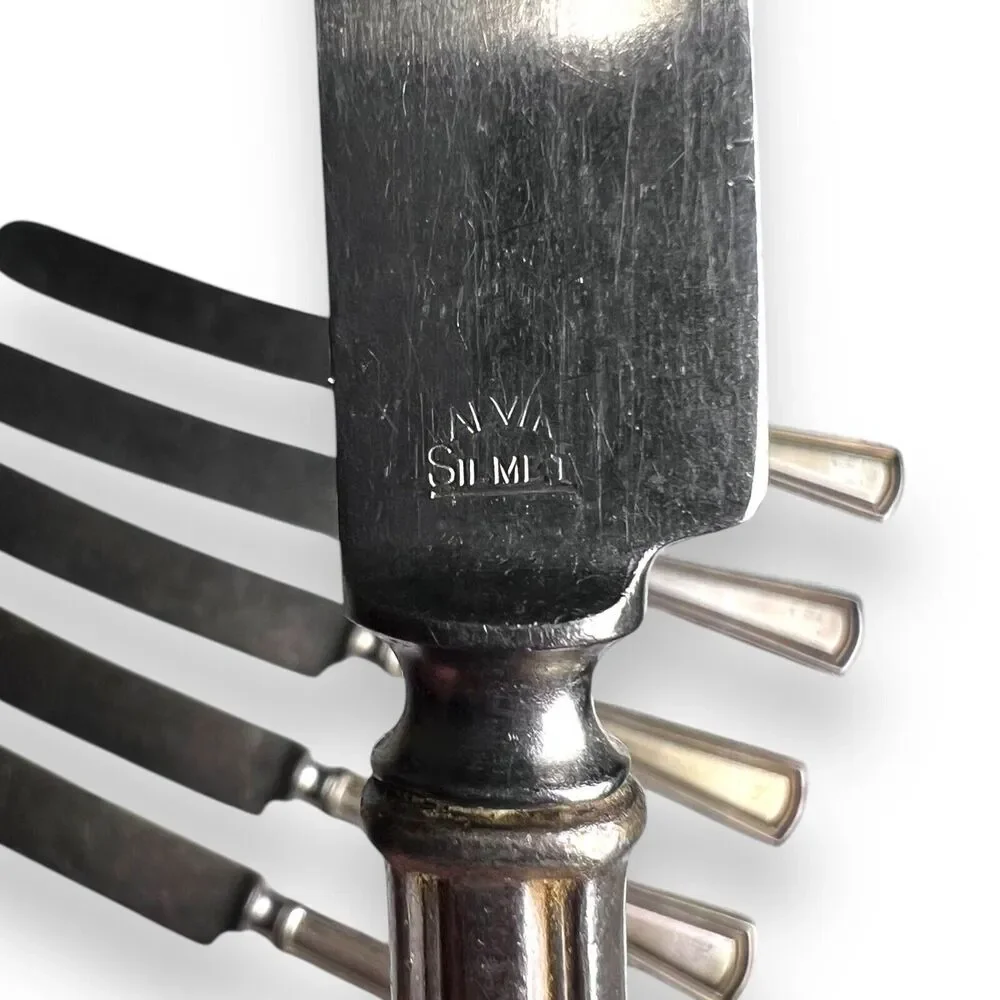 Alvin Silmet Vintage Set Of 6 Silver Plated Kitchen Dinner Butter Knives - 9”